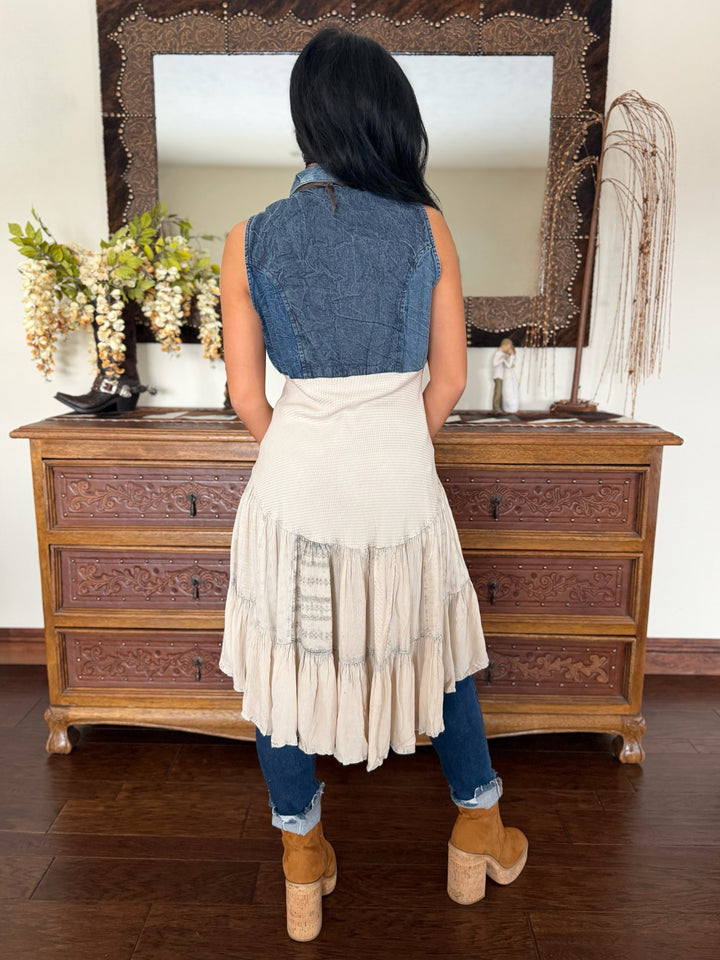 Boho Outlaw Asymmetrical Denim Tunic Top