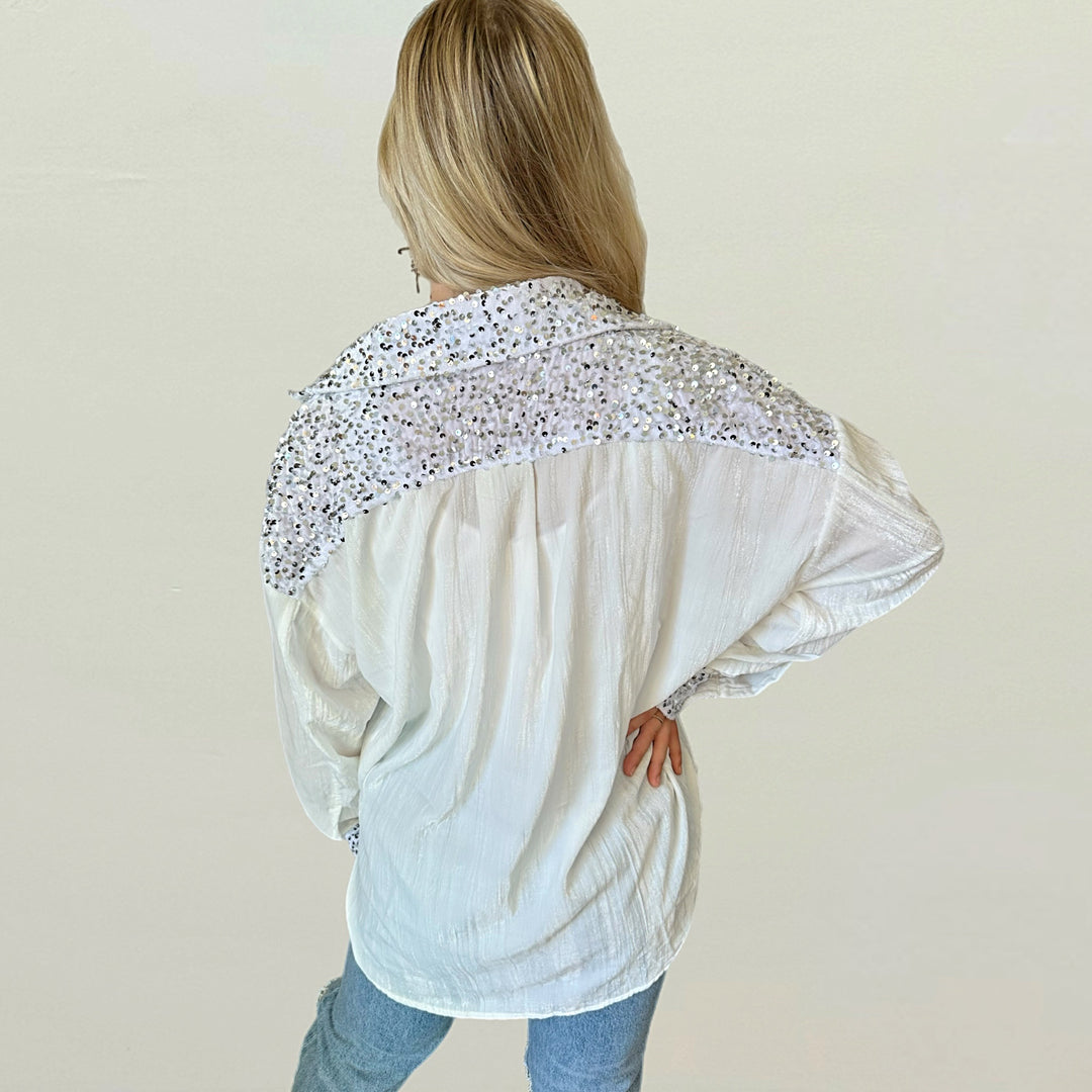 Sparkle me Velvet Button Down - Salt and Grace Boutique