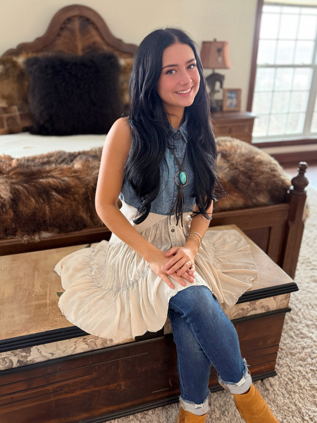 Boho Outlaw Asymmetrical Denim Tunic Top