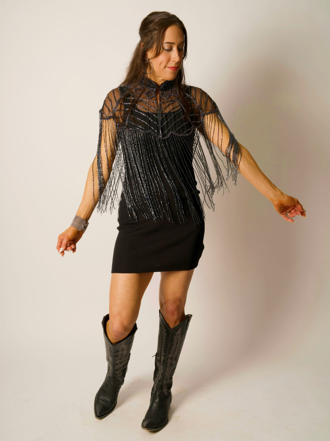 Gun Metal Beaded Cape