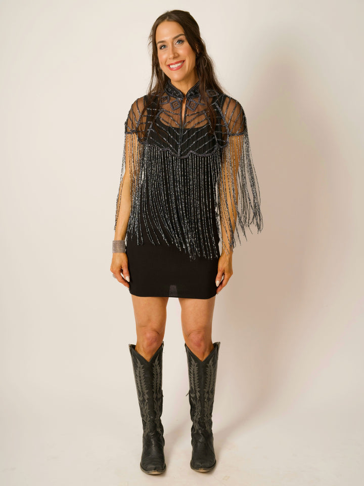 Gun Metal Beaded Cape