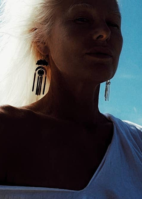 Exclusive Hammered Brass Chandelier Boho Earrings