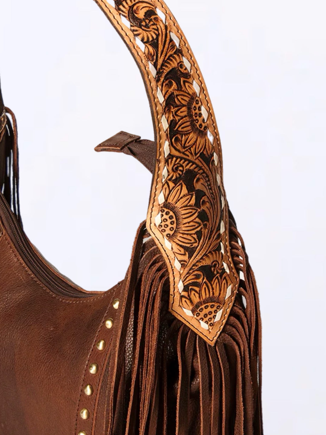 Premium Hand-Tooled American Darling Leather Hobo Bag