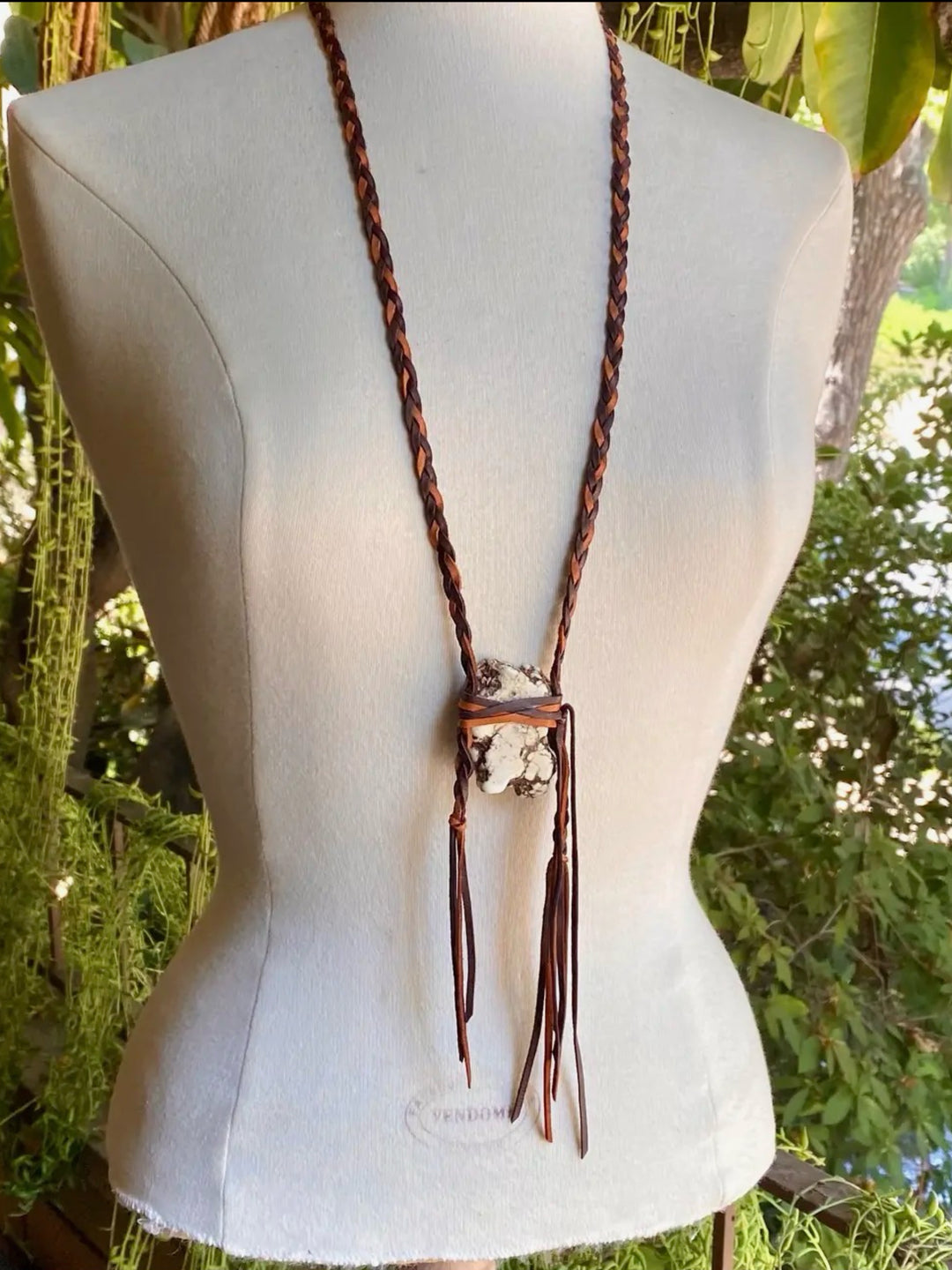 Gypsy Soul Deerskin Leather w/ White Howlite Stone Necklace