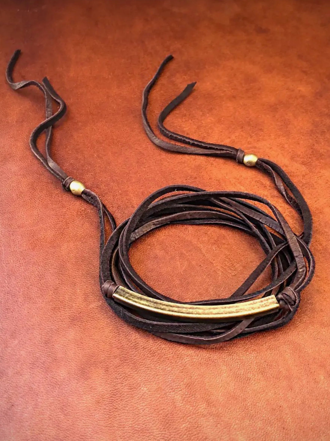 Brown Deerskin Leather Wrap - Multi-Wear Versatile Jewelry Accessory