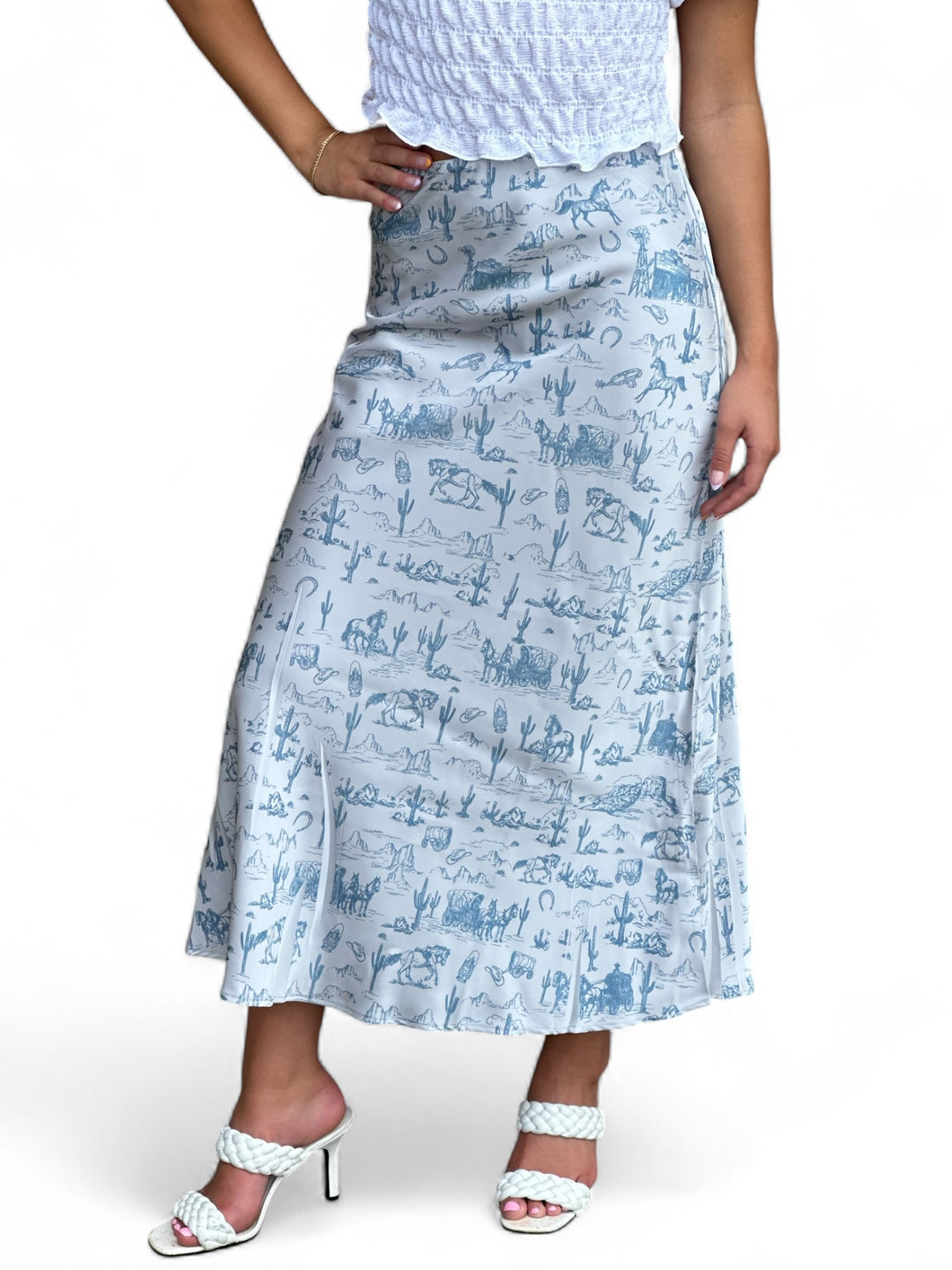 Cowgirl Chic High-Rise Elastic Waist Maxi Skirt