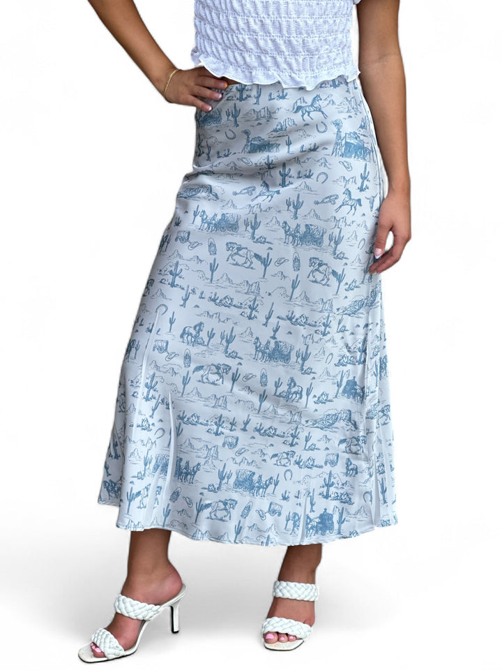 Cowgirl Chic High-Rise Elastic Waist Maxi Skirt