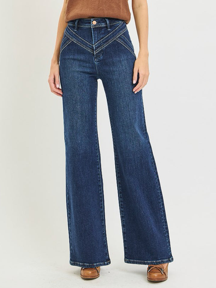 Risen Western Yoke HR Wide Leg Jeans