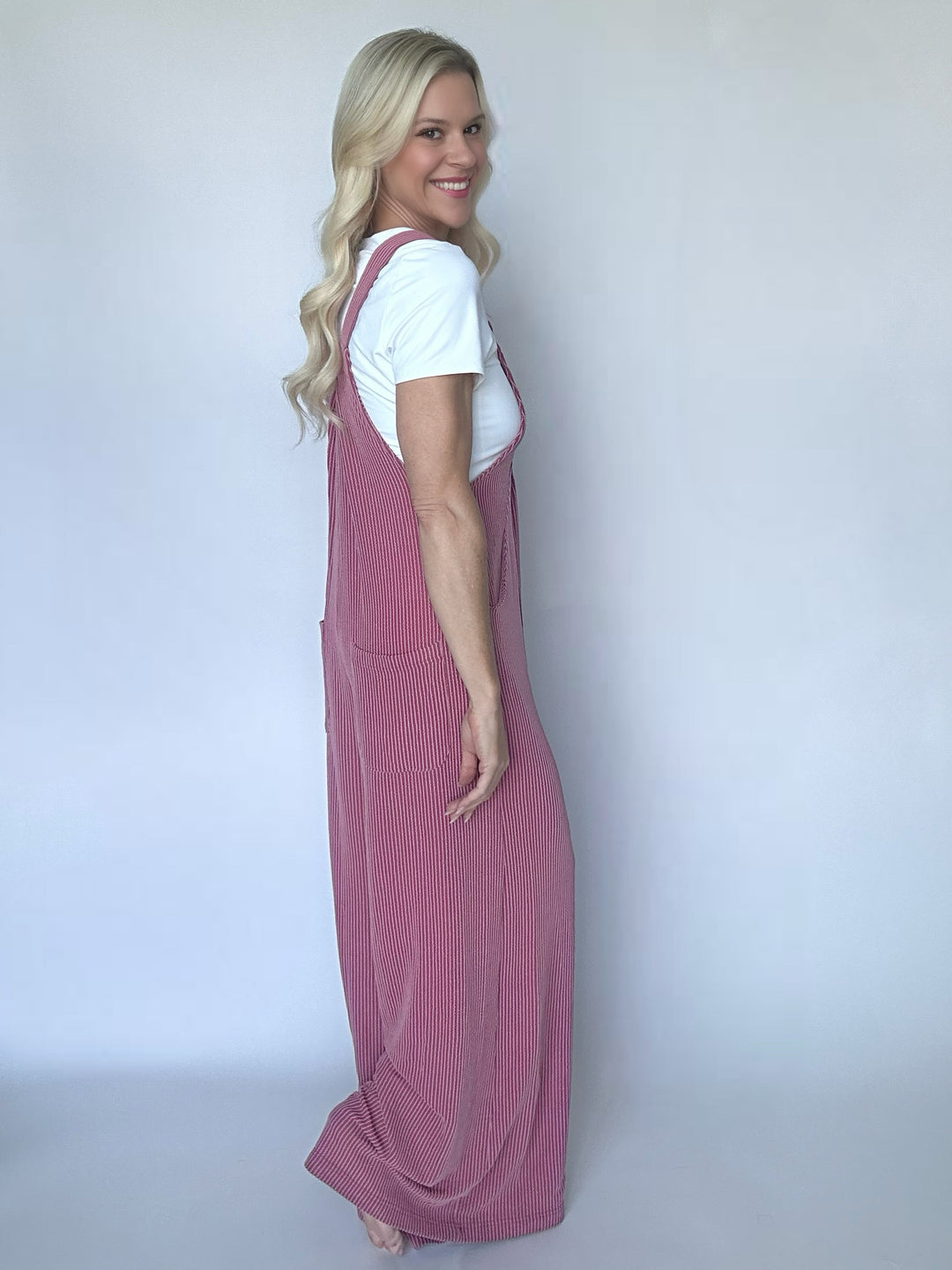 A Perfect Day Ribbed Wide Leg Overalls