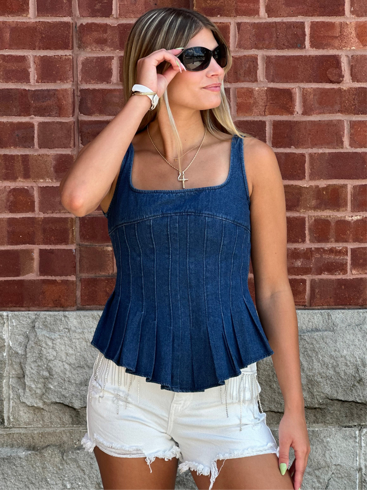 Peplum Denim Tank