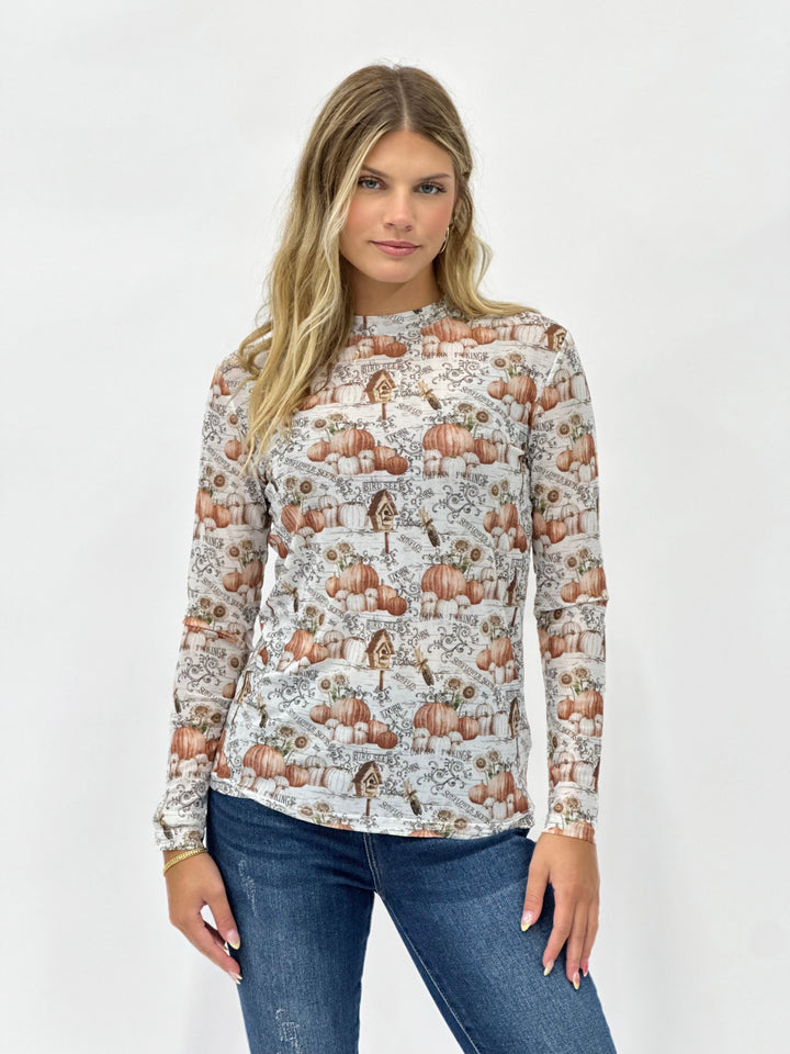 Pumpkin Patch Mesh Top