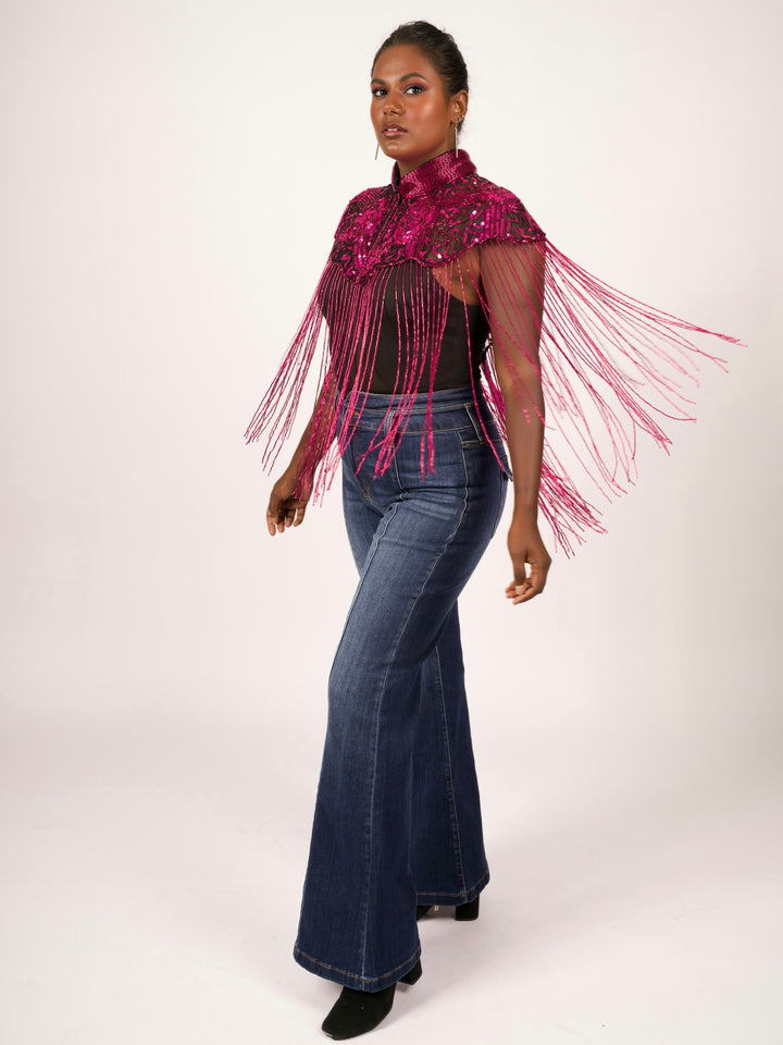 Hot Pink Beaded Cape