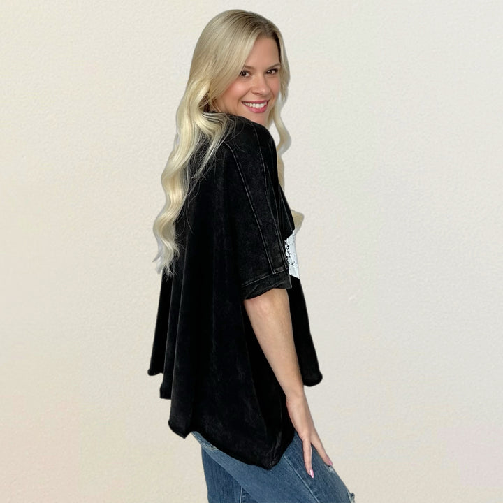 Shooting Star Oversized Chic Shirt with Pockets