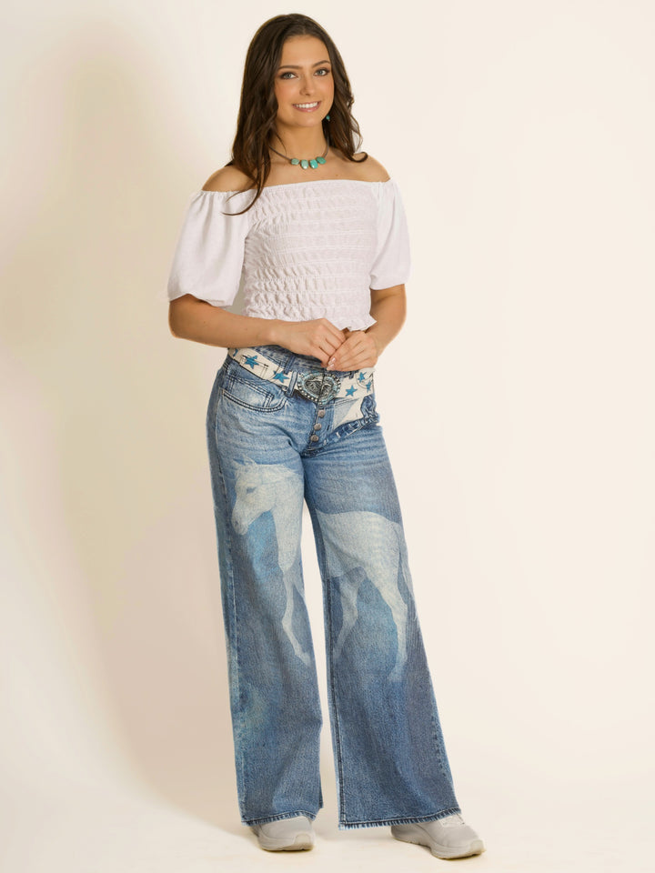 Wild Horse Wide Leg Western Jeans
