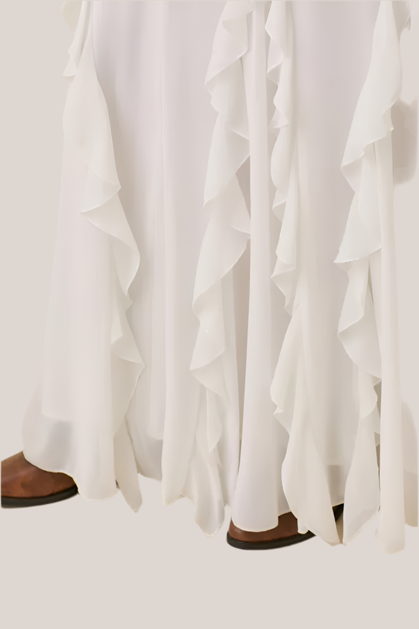 White Ruffle Maxi Skirt