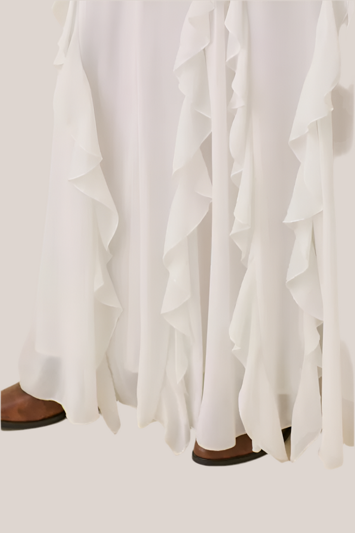 White Ruffle Maxi Skirt