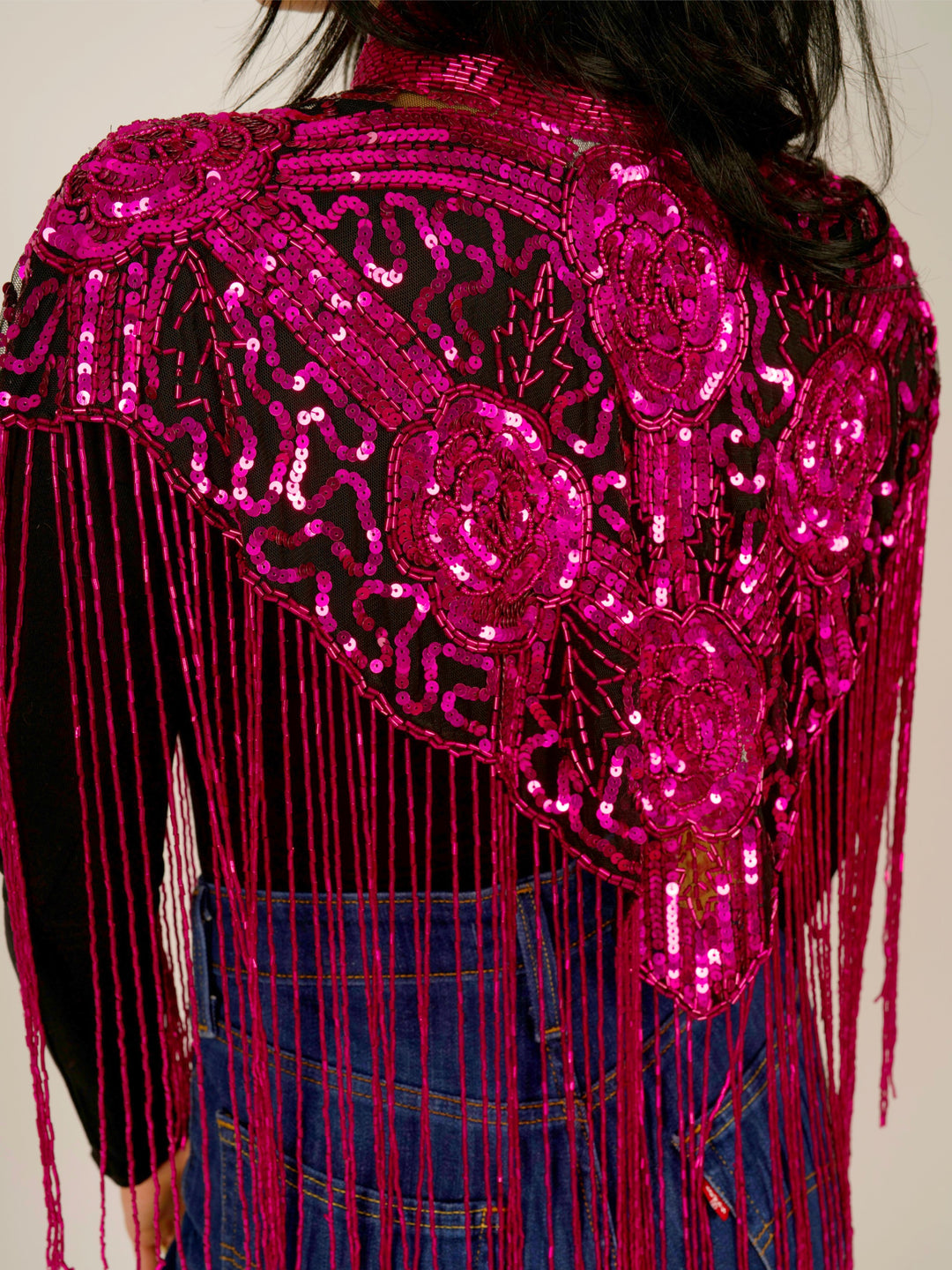 Hot Pink Beaded Cape