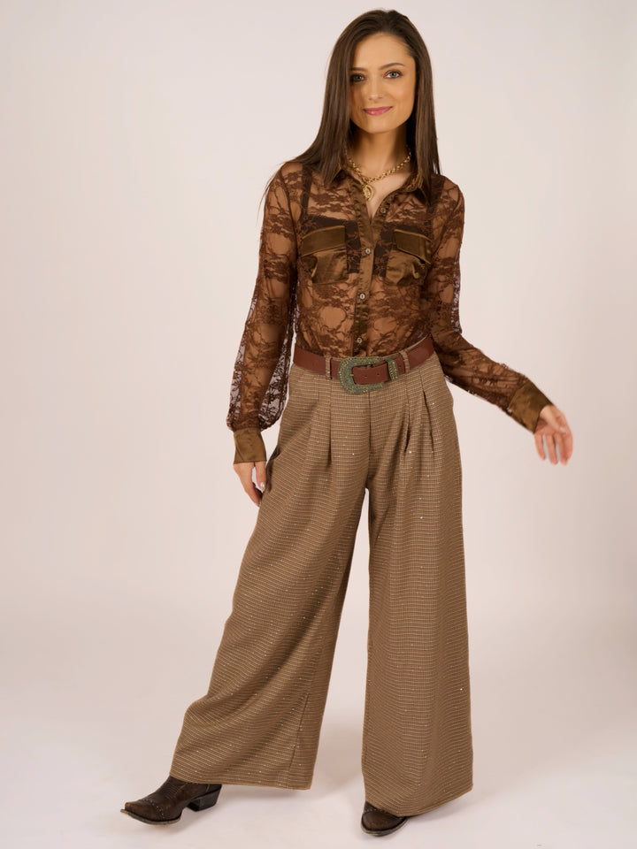 Lace Button-Down Blouse