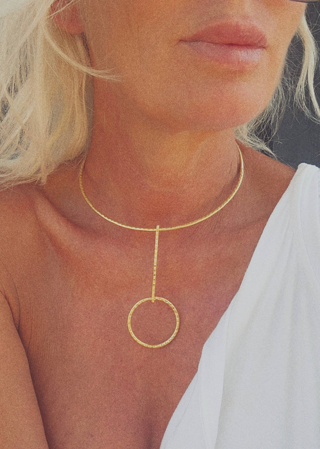 Brass drop circle handcrafted Choker necklace