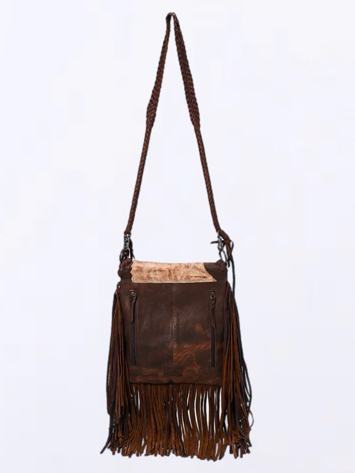 Western Concho Leather Fringe Messanger Crossbody Purse