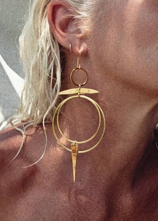 Brass Hoop Light Chandelier Earrings