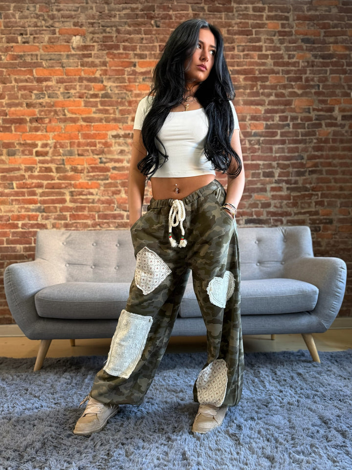 POL Relaxed Fit Boho Camo Jogger Pants