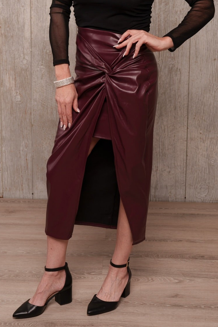 Late Night Faux Leather Midi Skirt