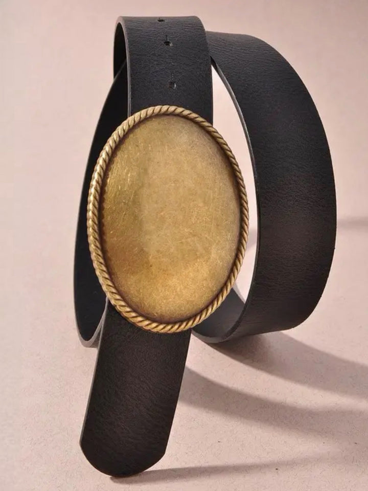 Savannah Trail Western Faux Leather Oval Buckle Belt