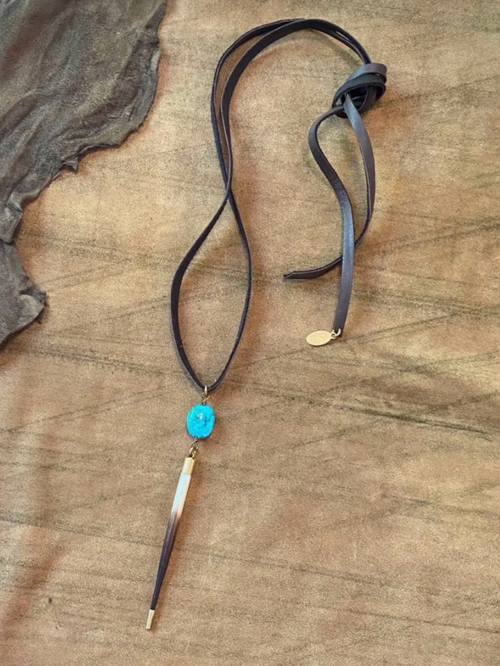 Porcupine Quill & Turquoise Necklace