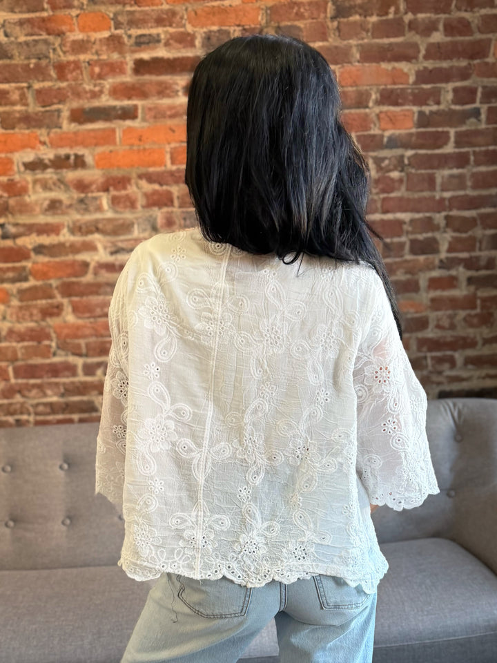 POL Crochet Button Up Cardigan