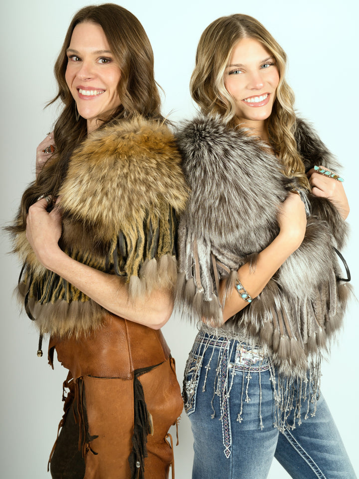 Natural Raccoon Fringed Fur Collar