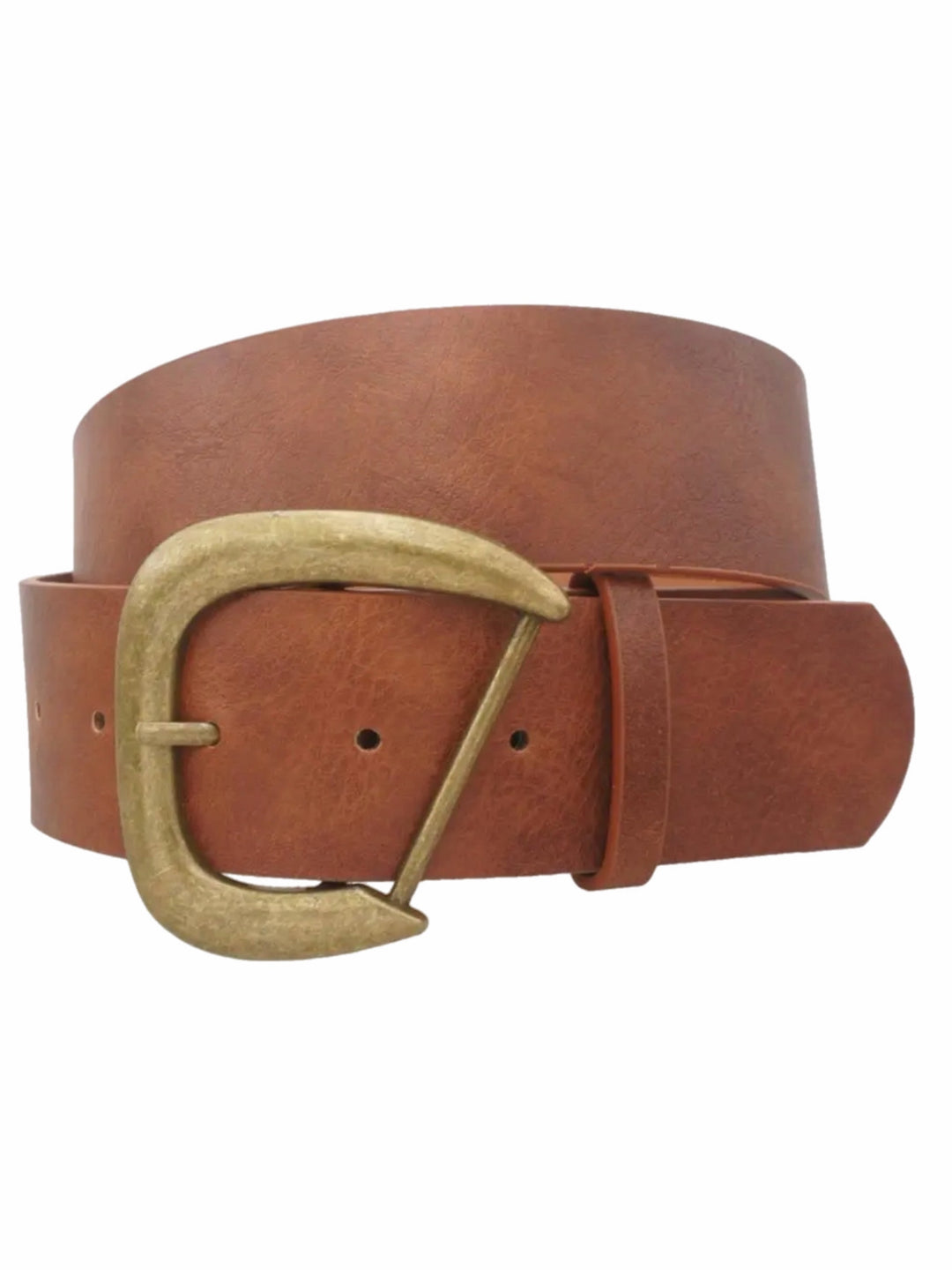 The Irregular Rounded D Buckle Faux Leather Belt