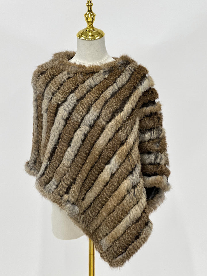 Natural Knitted Rabbit Fur Poncho