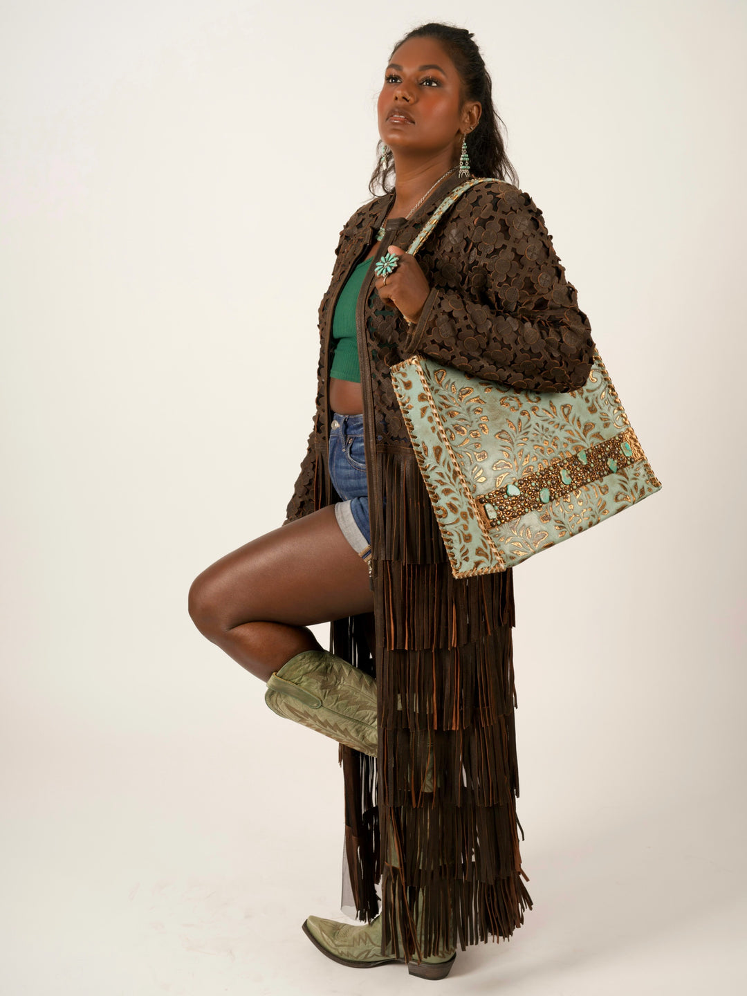 Kurtmen Turquoise Galaxy Tall Box Tote Bag