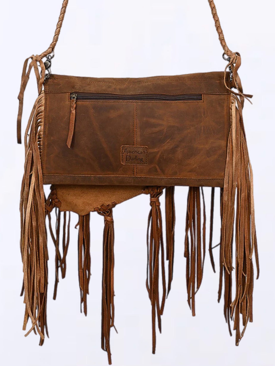 Granada Turquoise Inlay Leather Fringe Crossbody