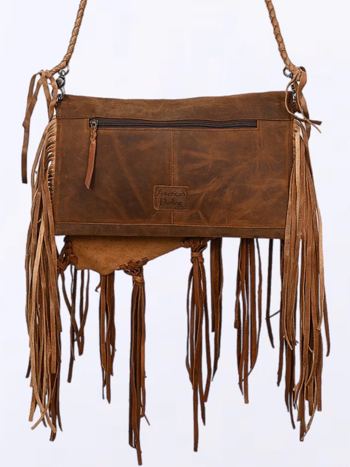 Granada Turquoise Inlay Leather Fringe Crossbody