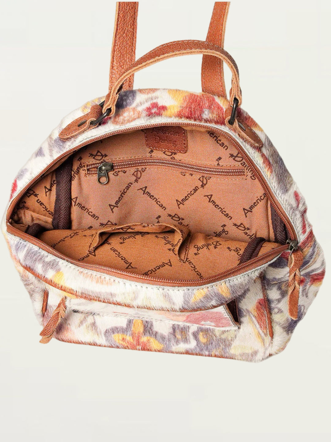 Floral Cowhide Mini Backpack