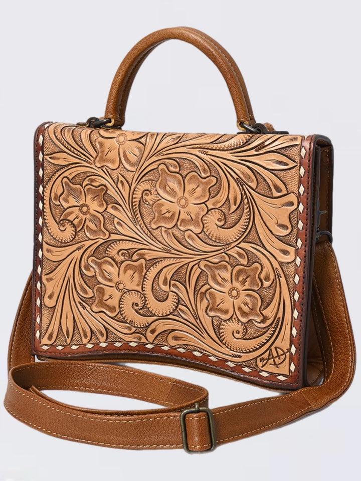 Western Saddle Box Bag - Handcrafted Full-Grain Leather Crossbody