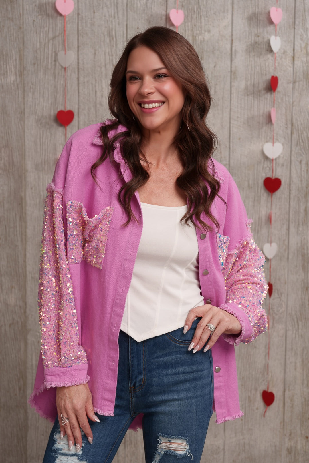 Pink Oversized Sequin Shacket