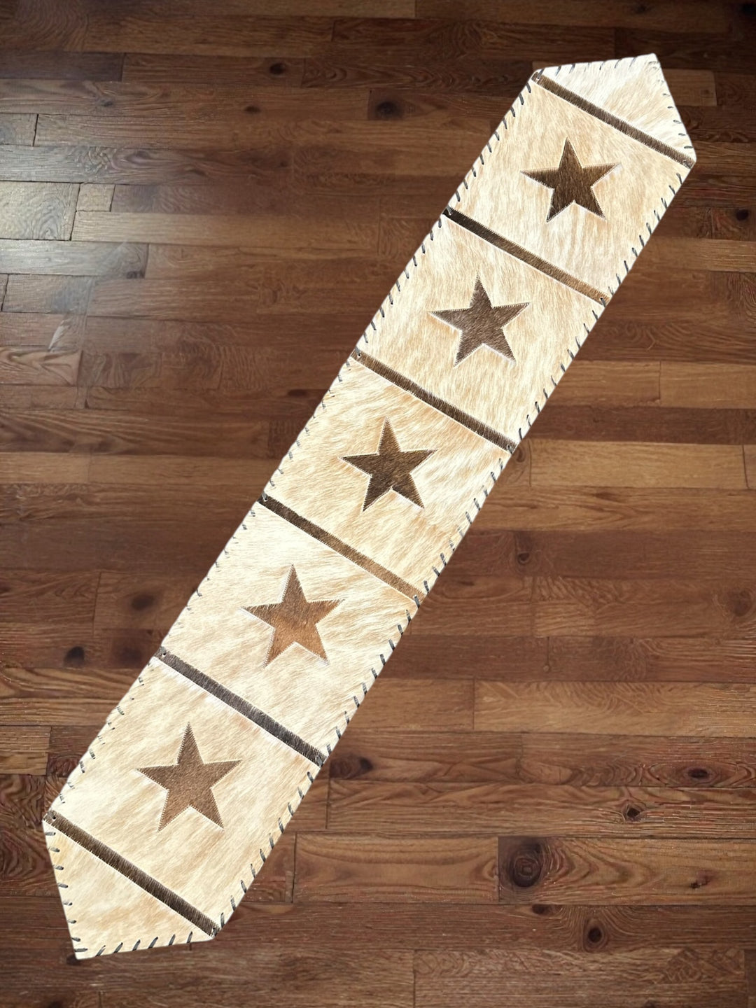 Premium Cowhide Star Pattern Table Runner
