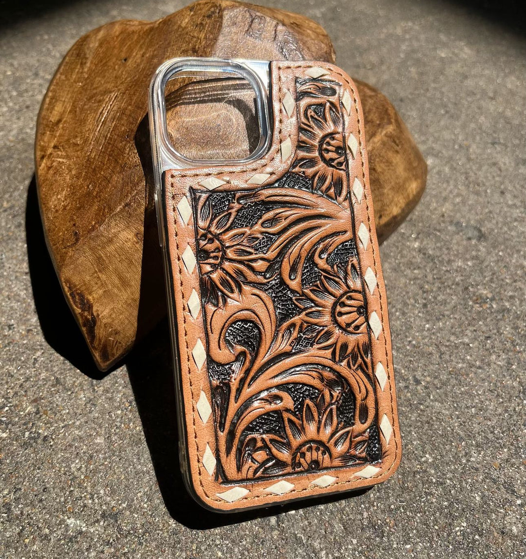 iPhone 14/15 Pro Max Tooled Leather Phone Case