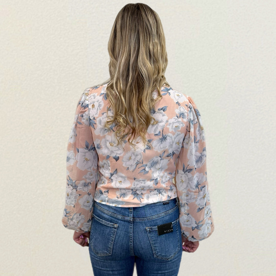 Ruched Floral Blouse - Salt and Grace Boutique