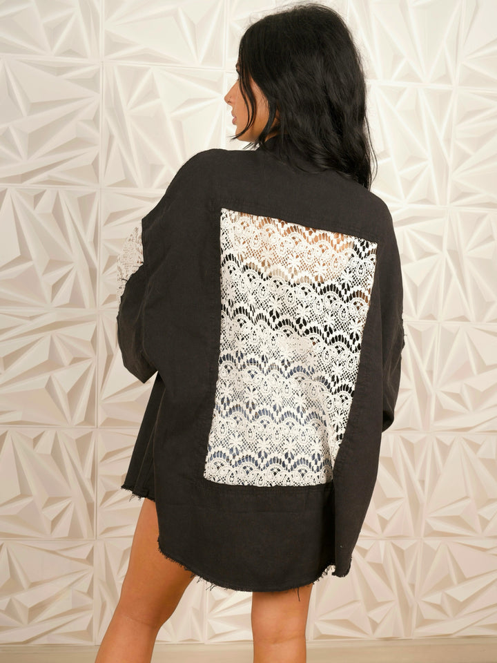 POL Olivia’s Crochet Patchwork Boho Shacket