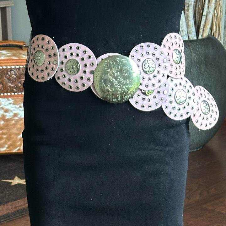 Blush Babe Leather Disc Belt