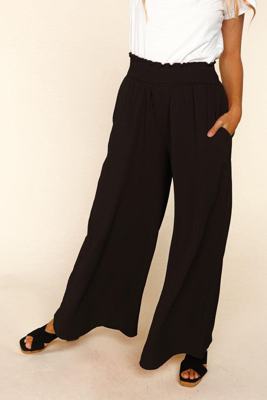 Smocked Waist Wide Leg Pants - Salt and Grace Boutique