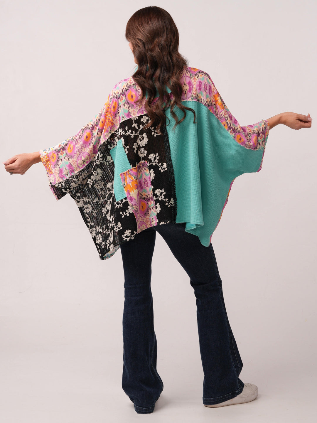 POL Thermal and Lace Peacock Top