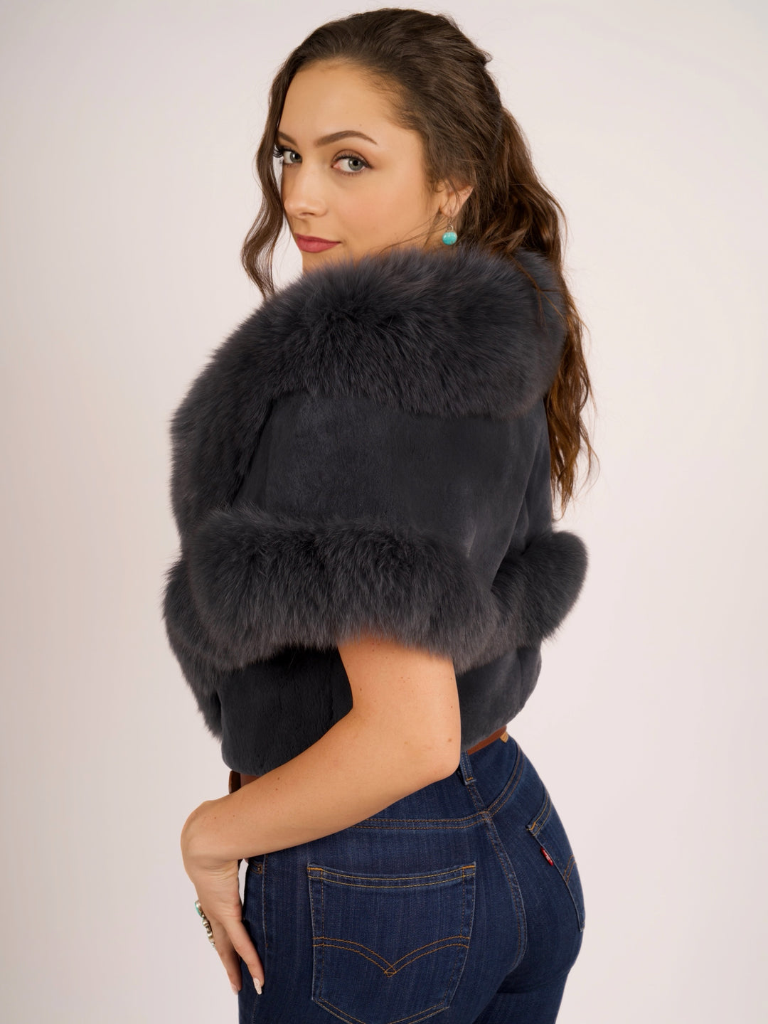 Premium Rabbit & Fox Fur Cape