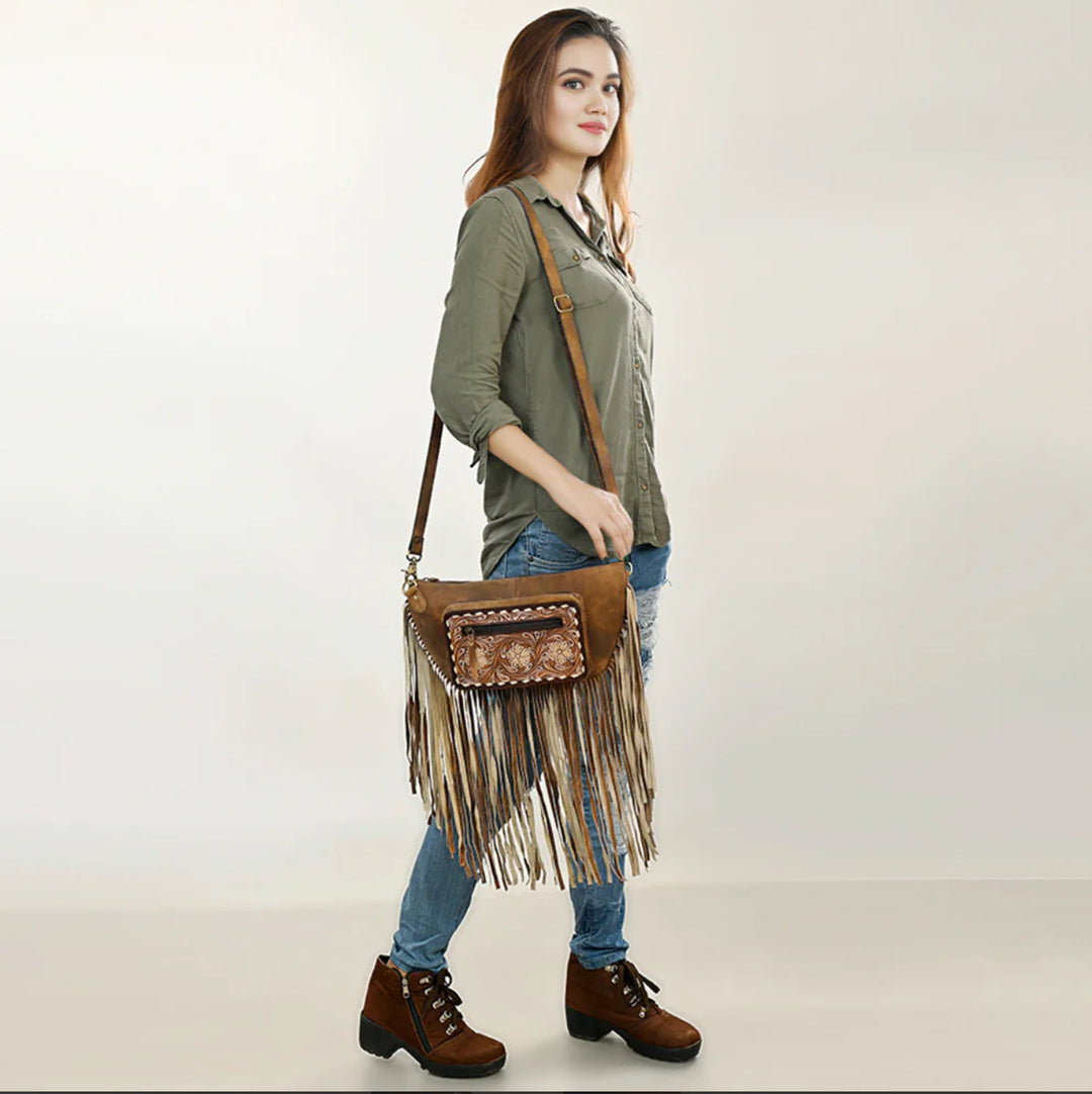 Joelle Leather Fringe Fanny Pack