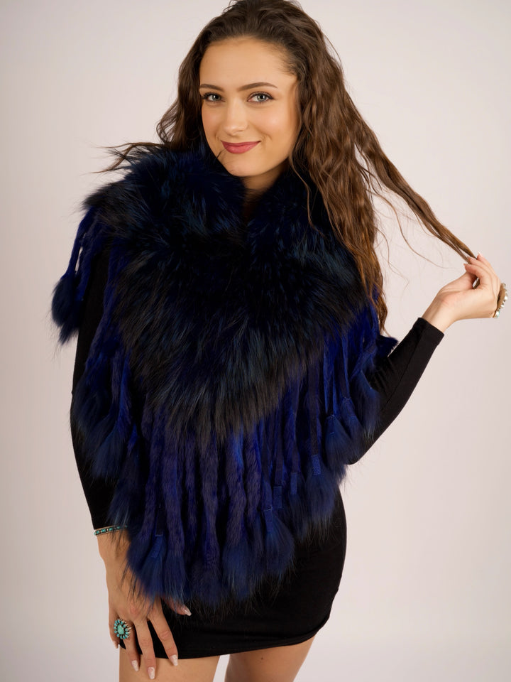 Royal Blue Raccoon Fur Collar