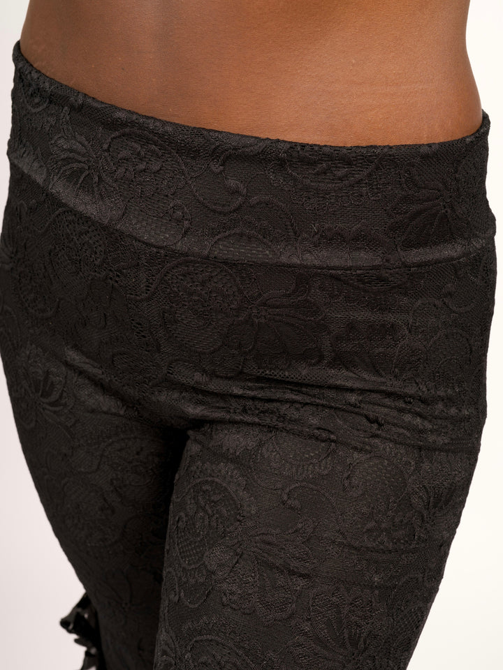 Pat Dahnke Luxury Black Lace Flare Leg Leggings